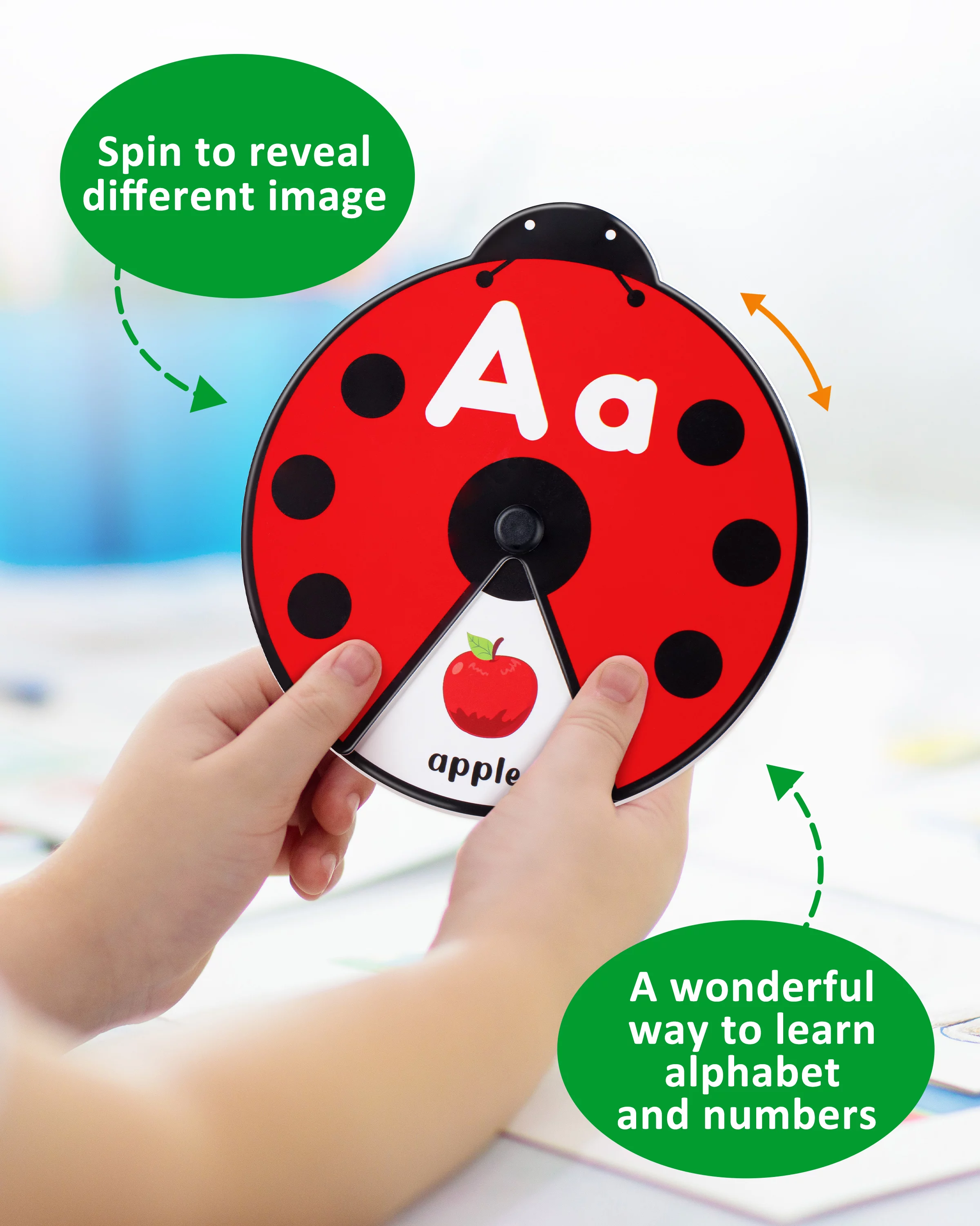 Coogam Interactive Alphabet Learning Toy, ABC Number Letters Spinning Game, Sight Words Animal Pattern Ladybug Cards, Montessori Educational Toy for 3 4 5 Year Old Baby Toddlers