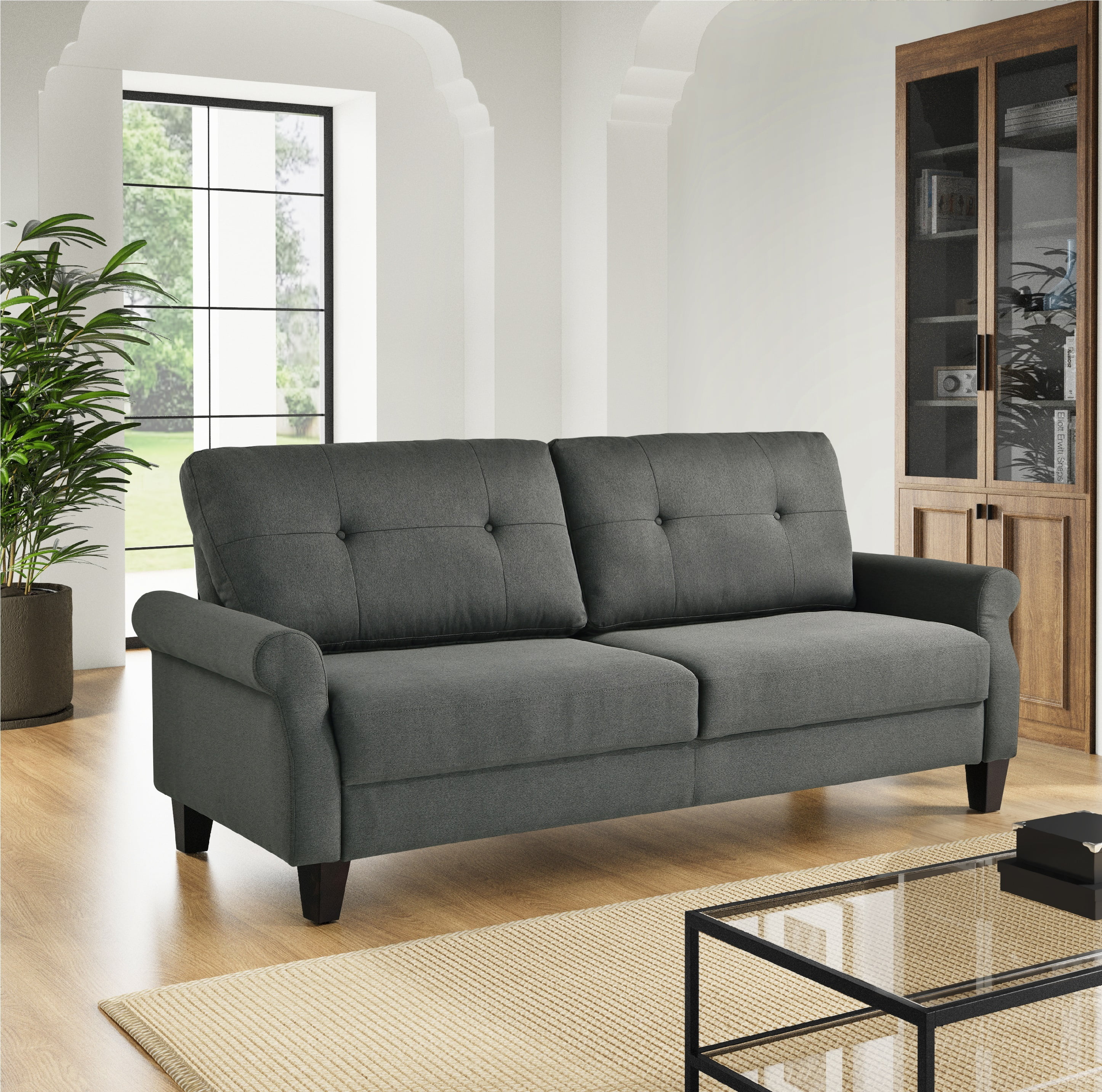 Serta Blythe Traditional Stationary Sofa, Heather Grey Fabric