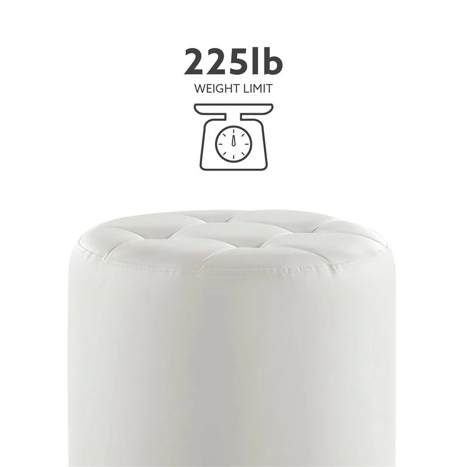 Bowery Hill Modern Round Faux Leather Swivel Ottoman in White