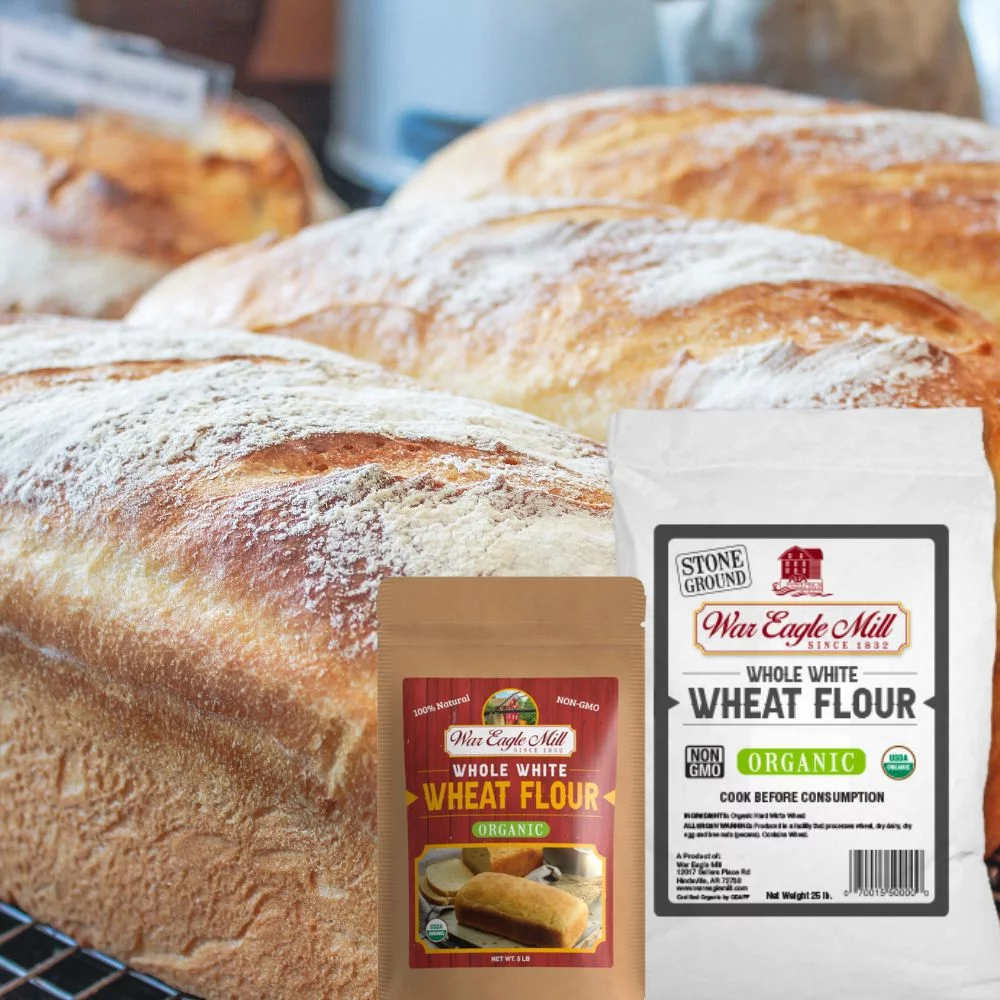 War Eagle Mill Unbleached Whole White Wheat Flour, Organic and Non-GMO, 25 lb. Bag