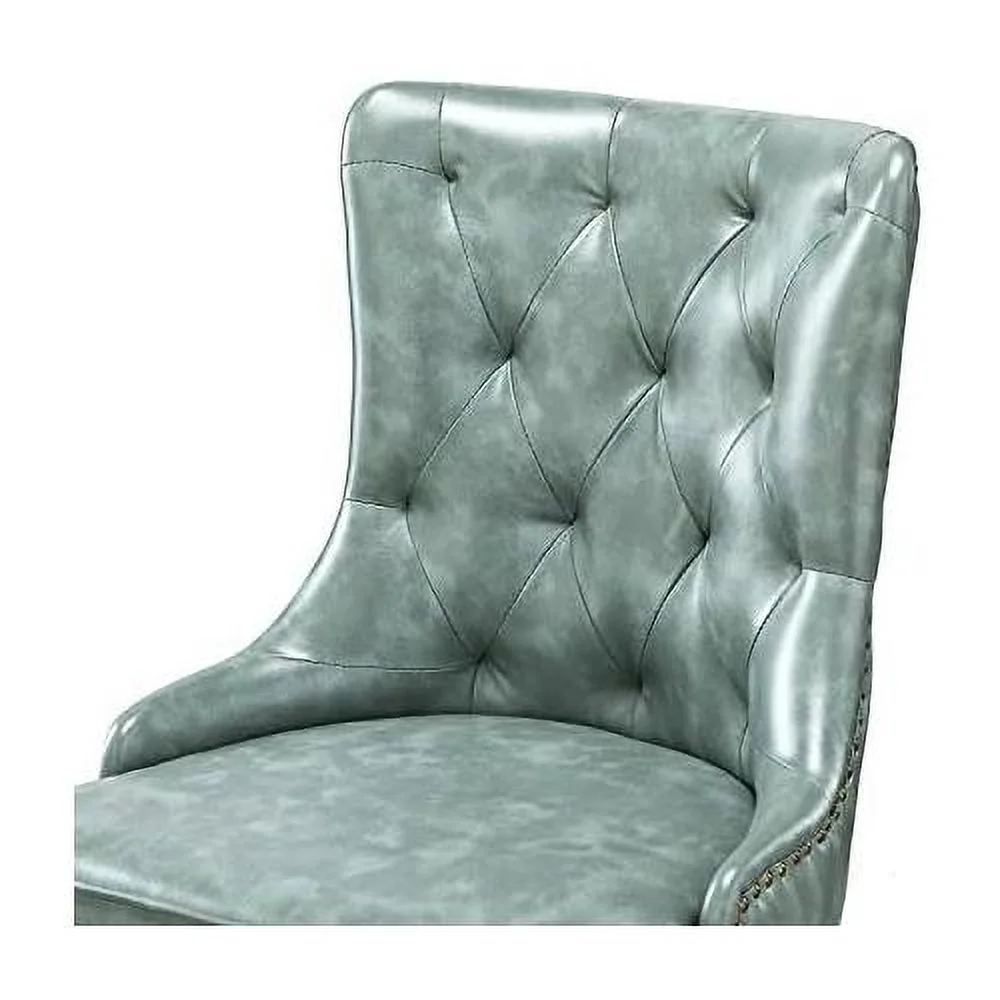 PU Leather Office Chair Armless, Home Office Leisure Chair Ergonomic -Back PU Leather Armless Chair Upholstered With 5 Rolling Casters, Height Adjustable Swivel Task Chair, SAGE