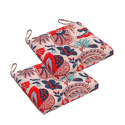 2-Pack Outdoor/Indoor Wicker Patio Seat Cushion Pad with Ties - Dining Chair Cushion, 17