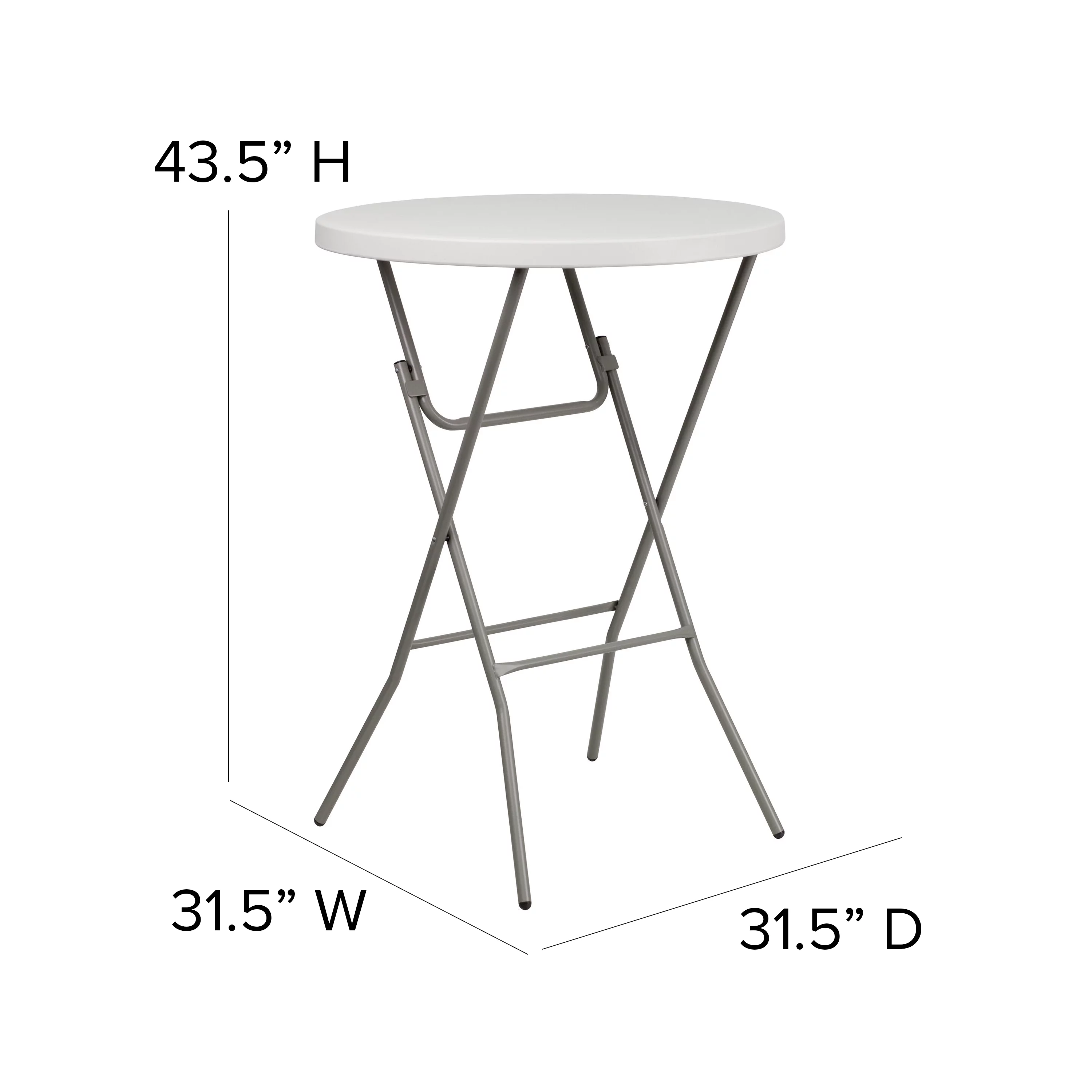 Emma + Oliver 2.63-Foot Round Granite White Plastic Bar Height Folding Event Table