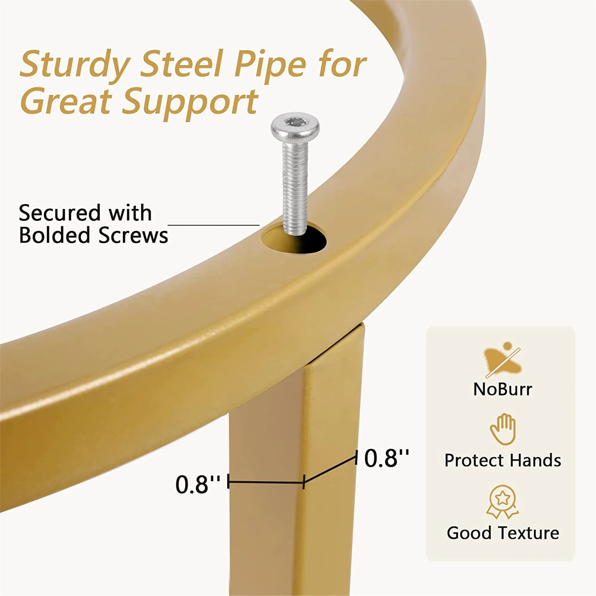 Modern Round Nesting Tables with Metal Frame (Set of 2) (White & Black)