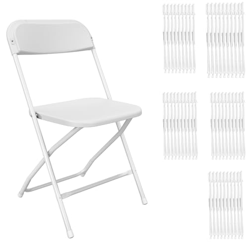 10 Pack Black Folding Chairs, Foldable Party Chairs, Plastic Folding Chair for Outside, Indoor Outdoor Stackable Commercial Seat with Steel Frame for Office Wedding Dining School, 350LBS