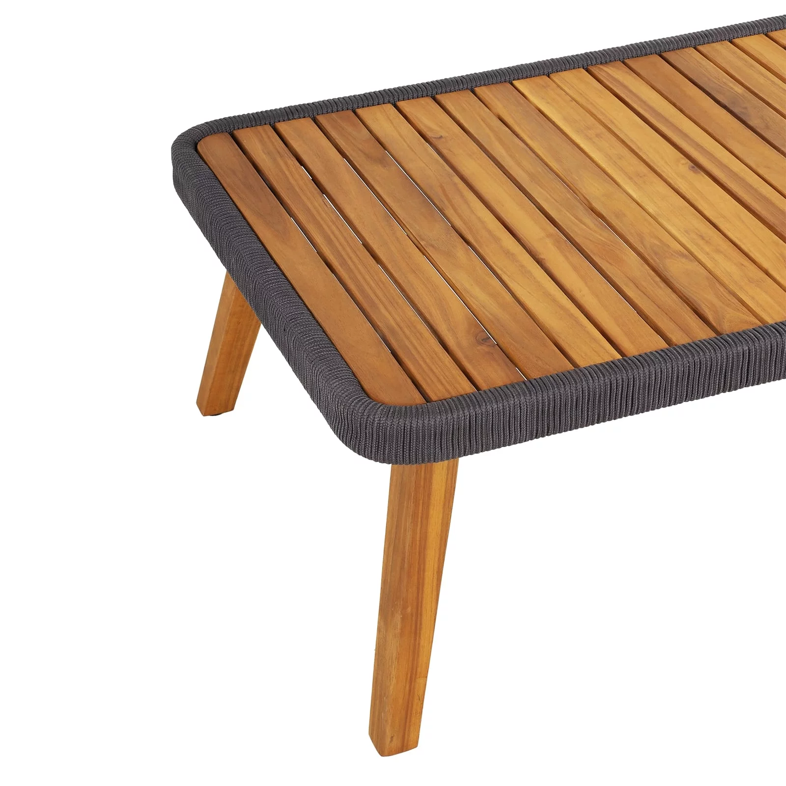 Aile Serene Wood Wicker Patio Conversation Set of 4, Thick Soft Cushions (Obsidian)