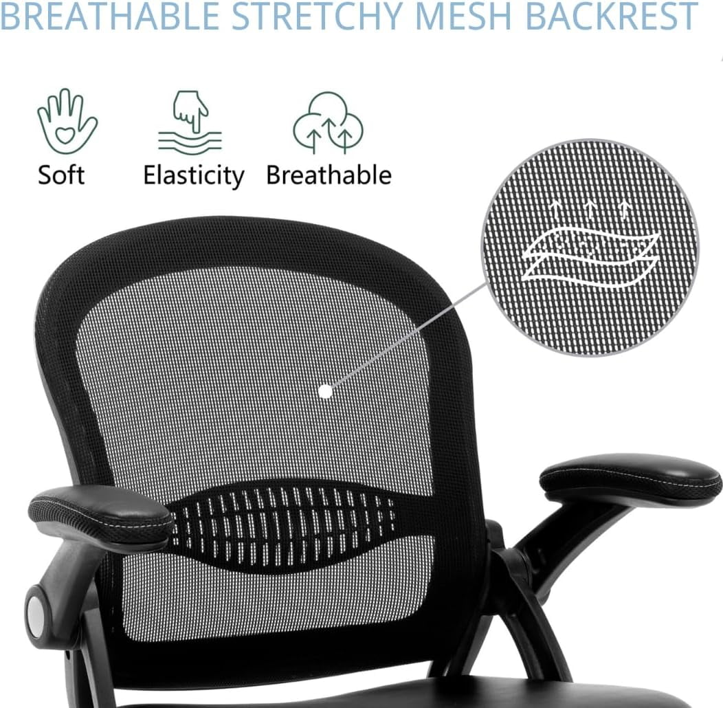 Office Chair Ergonomic Desk Chair Adjutable  Office Chair Mesh Office Chairs Swivel Computer Chair Flip-up Armrests Executive Task Chair Black