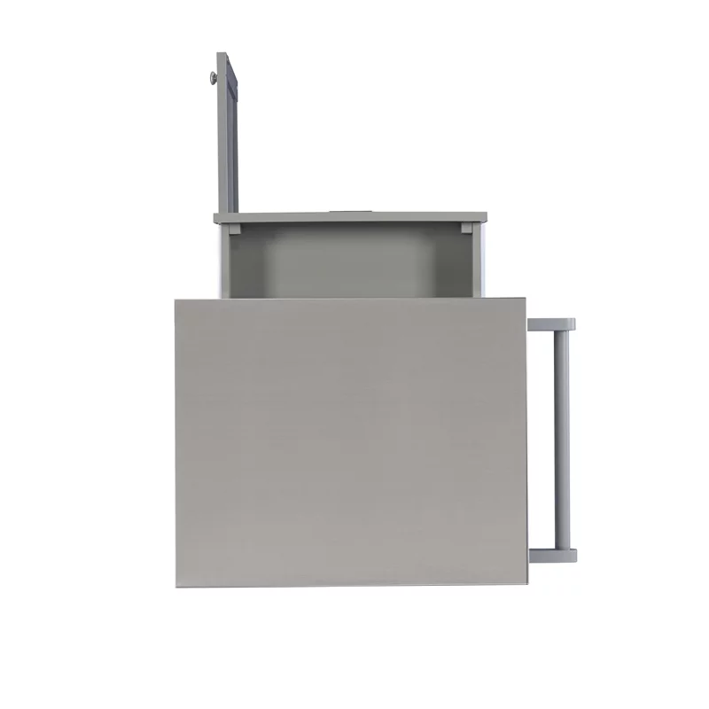 Riverbay Furniture Transitional Wood/Stainless Steel-Top Kitchen Cart in Gray