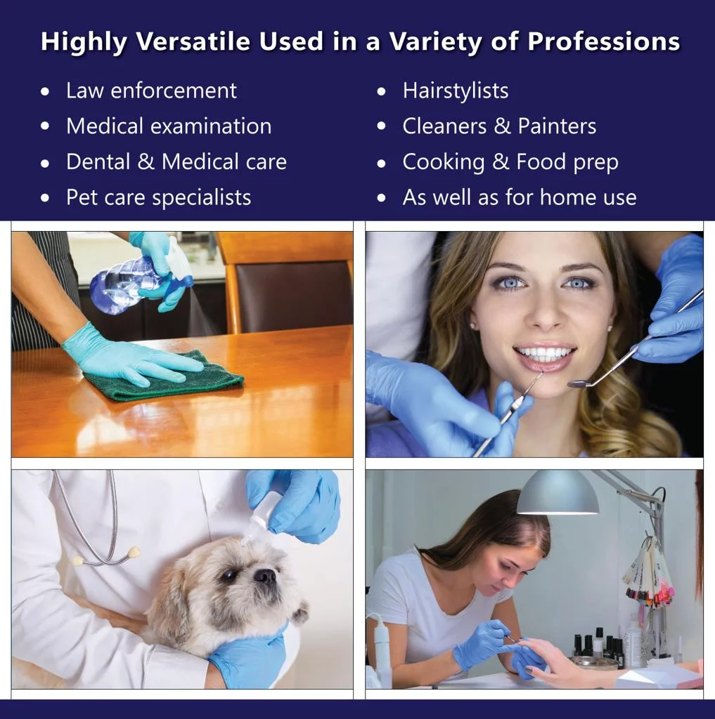 Nitrile-Vinyl Blend. Disposable Exam Gloves Latex Free Multi-Purpose Use and Medical Facilities,   Small,  1000/Case