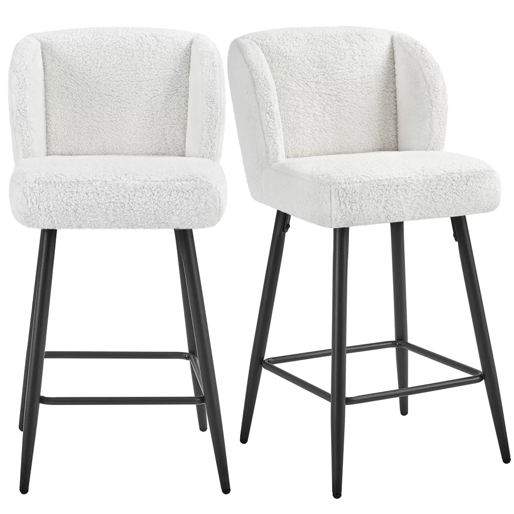 Yaheetech 26.5'' Upholstered Bar Stools, Set of 2, White