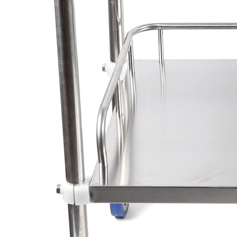 Mkyiongou 2 Tiers Stainless Steel Cart Trolley Medical Lab Mobile Rolling Serving Trolley