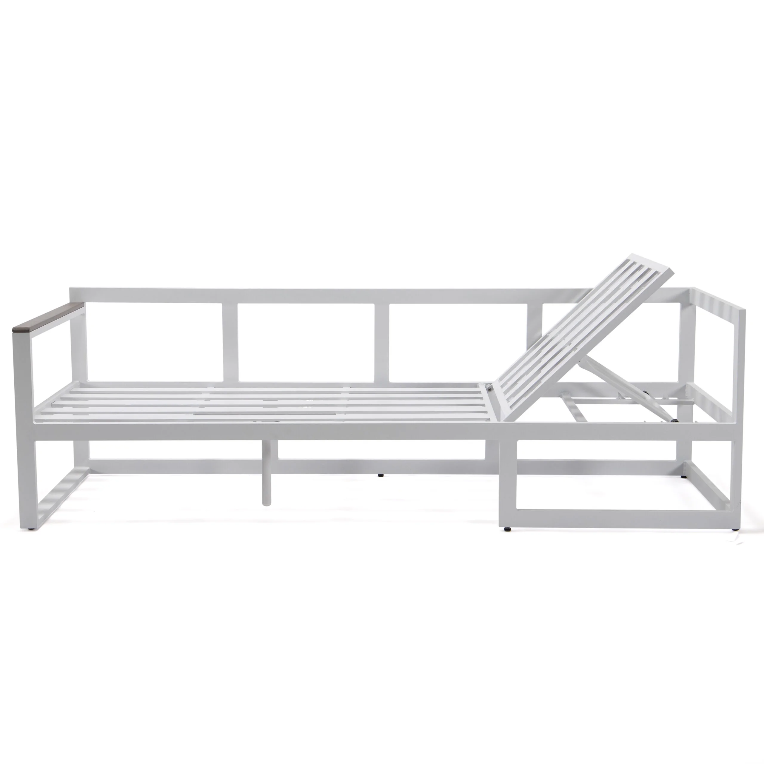 LeisureMod Chelsea White Sectional With Adjustable Headrest & Coffee Table With Cushions