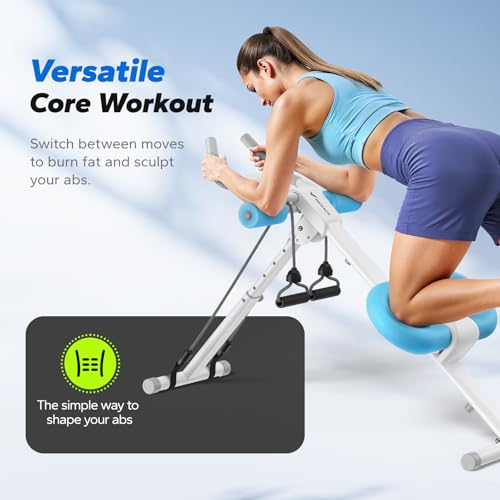 MERACH Ab Machine, Ab Workout Equipment, Adjustable Ab Trainer Machine for Abs Workout at Home Gym, Foldable, Knee Protection, Abdominal Trainer for Stomach Workout