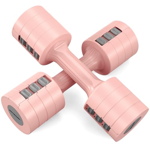 EAST MOUNT Adjustable Dumbbells 5 lb Dumbbells Set of 2 / Pair 10 lb Total Free Weights 6 in 1 Women Hand Weights for Home,Office,Gym Exercise Training 2lb 3lb 4lb 5lb Fast Adjust