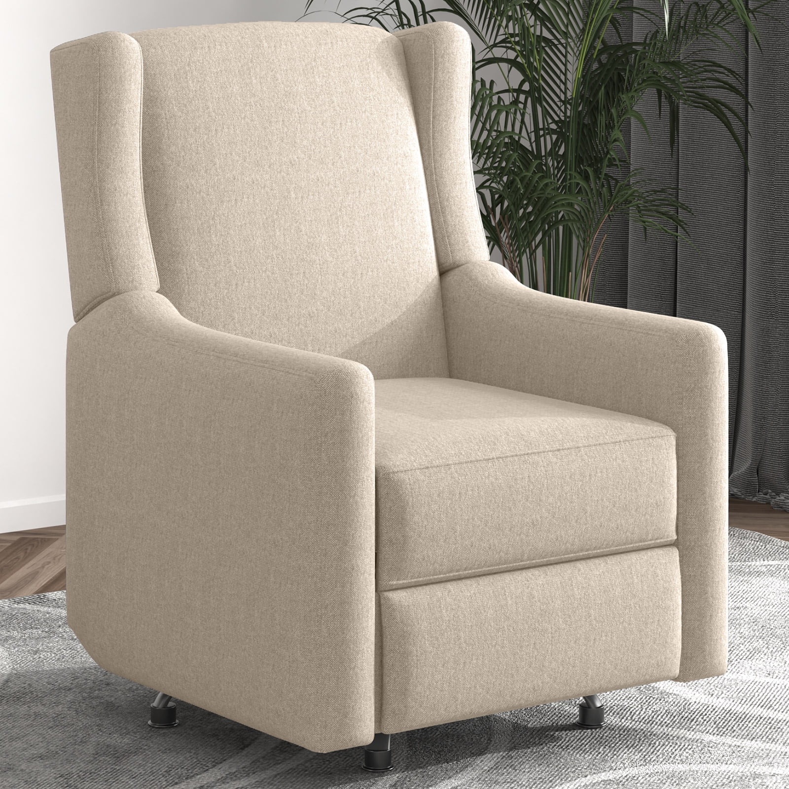 Mjkone 360° Swivel Rocking Chair,Upholstered Glider Chair , Modern Nursery Rocking Chairs, Easy to Clean Rocking Chair Nursery, Linen Rocker Recliner Chair(Beige)