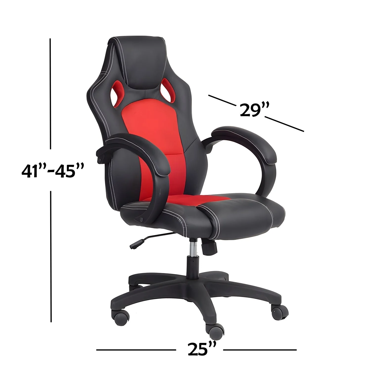 IFDC - Office Chair on Wheels, Variable Height from 41 '' to 45 '', Black and Red