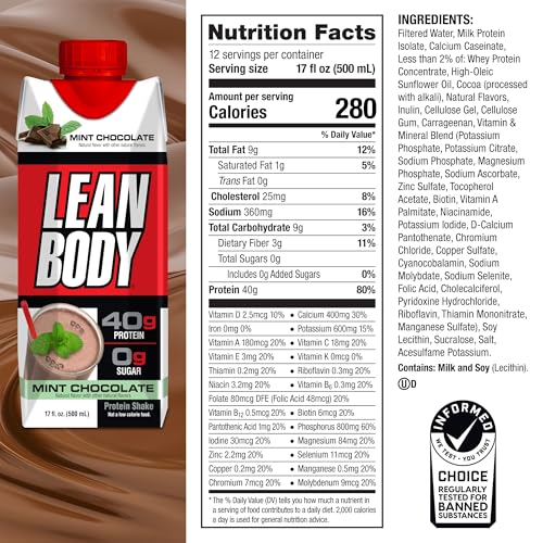 Labrada Lean Body Ready-to-Drink Strawberry Protein Shake, 40g Protein, Whey Blend, 0 Sugar, Gluten Free, 22 Vitamins & Minerals, 17 Ounce (Recyclable Carton & Lid - Pack of 12) LABRADA