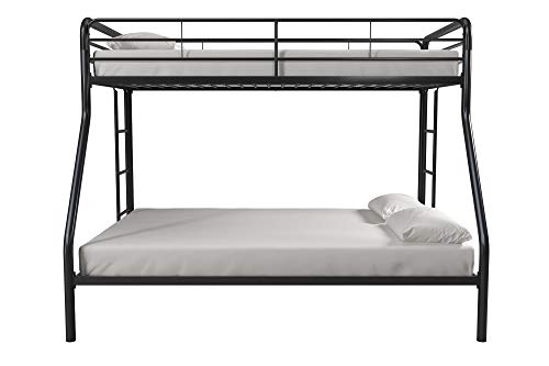 DHP Twin-Over-Futon Convertible Couch and Bed with Metal Frame, Ladder and Guardrails - Black