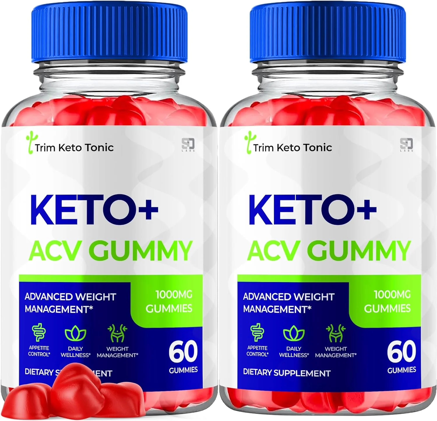 (2 Pack) Trim Keto Tonic Keto ACV Gummies - Apple Cider Vinegar Supplement for Energy & Focus - Dietary Supplement Gummies with Apple Cider Vinegar Folate Vitamin B12 B6 Beet Root (120 Gummies)