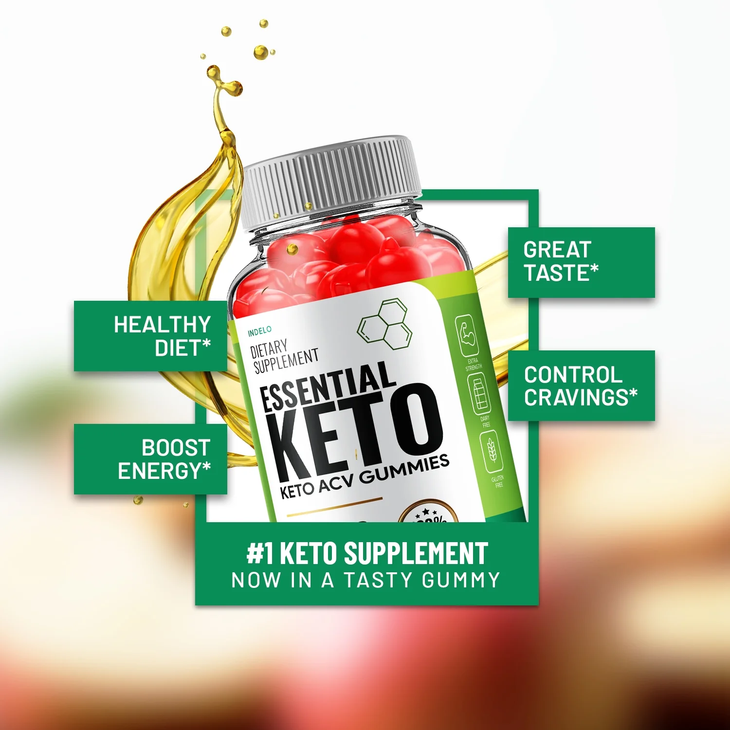 Essential Keto ACV Gummies, Essential Keto + ACV Gummies Advanced Weight Loss Apple Cider Vinegar Supplement 1000MG, Essential Keto Gummies Keto + ACV Folic Acid Beet Root (60 Gummies)