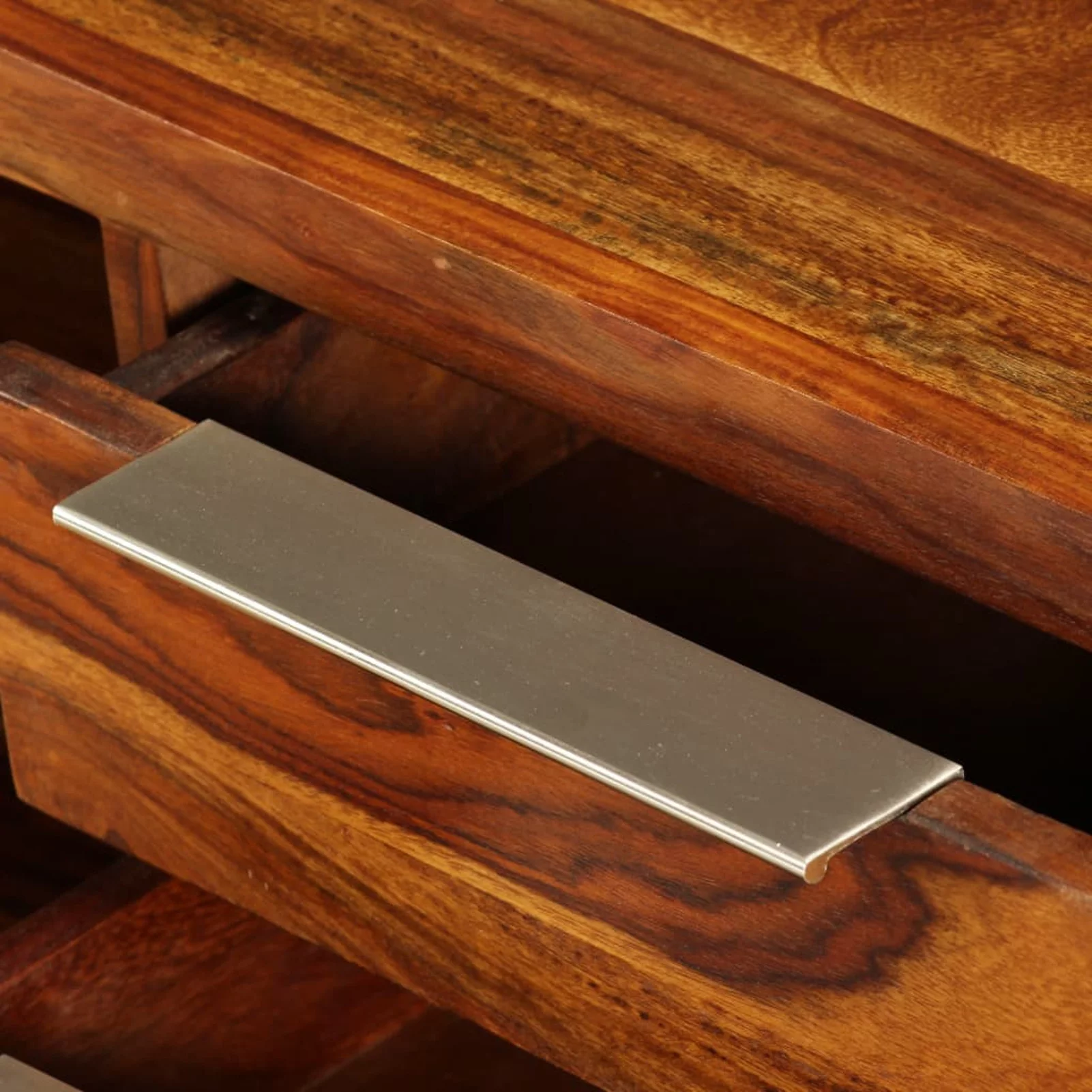 Dcenta TV Stand with Door Cabinet, 2 Storage Drawers and Shelves Sheesham Wood Television Cabinet Sofa Couch End Side Table for Living Room Home Furniture 47.2 x 11.8 x 11.8 Inches (W x D x H)