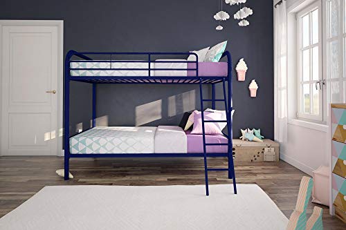 DHP Twin-Over-Futon Convertible Couch and Bed with Metal Frame, Ladder and Guardrails - Black