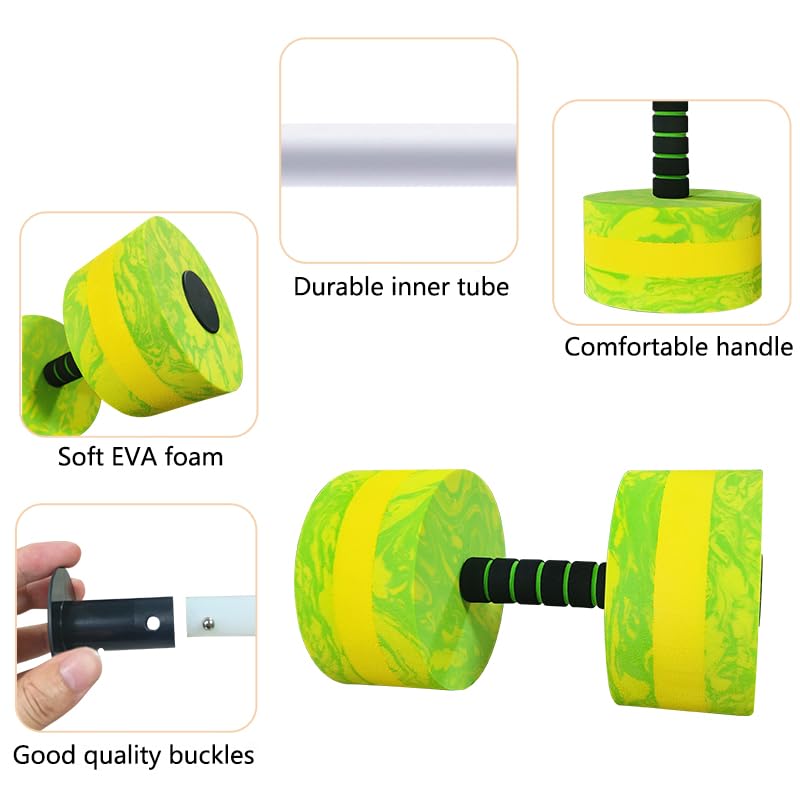 Aquatic Exercise Dumbbell Set of 2 for Water Aerobics, High-Density EVA-Foam Water Weights, Pool Fitness Equipment for Unisex Adults