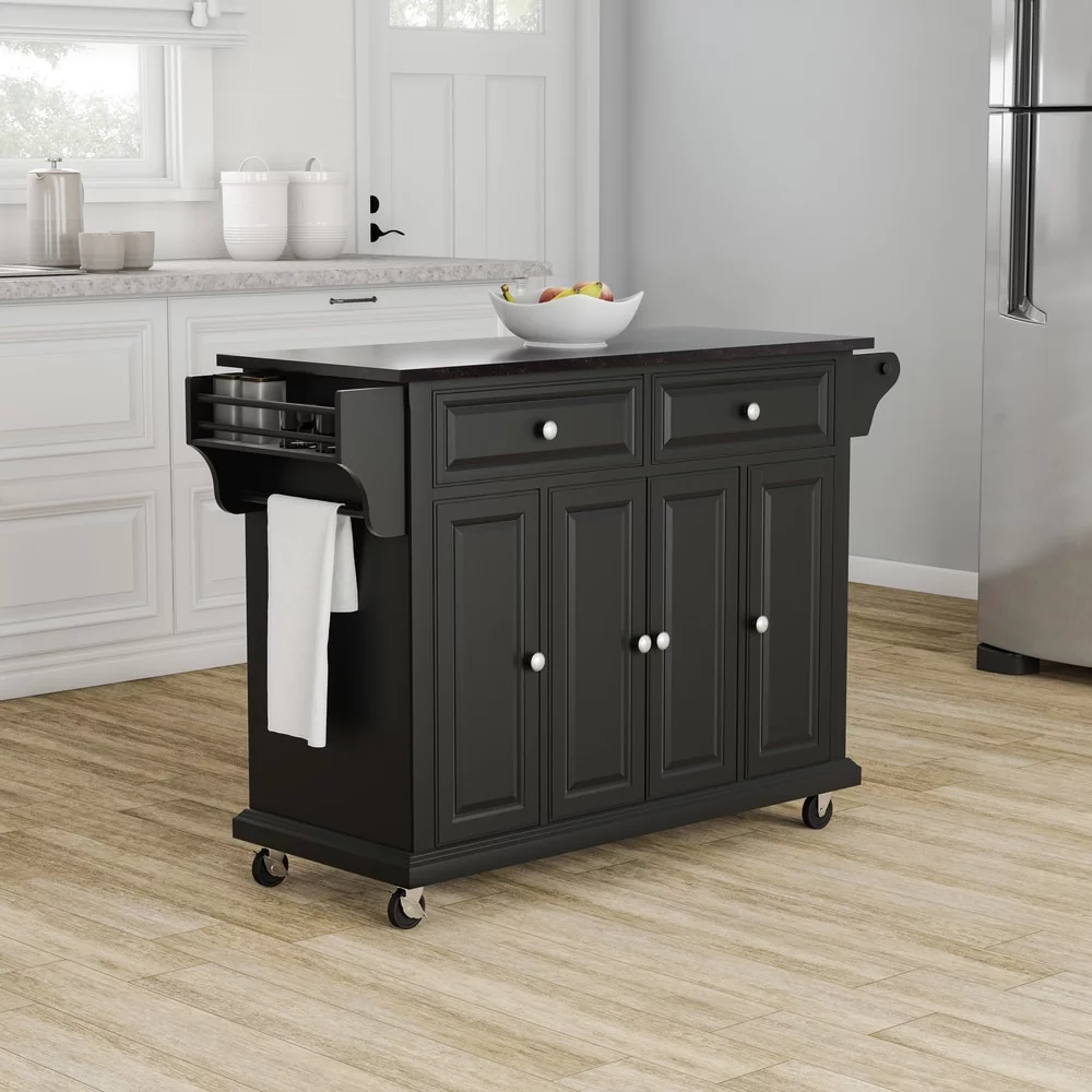 Crosley Furniture Crosley Black Wood Kitchen Cart/ Island with Solid Black Granite Top - 18