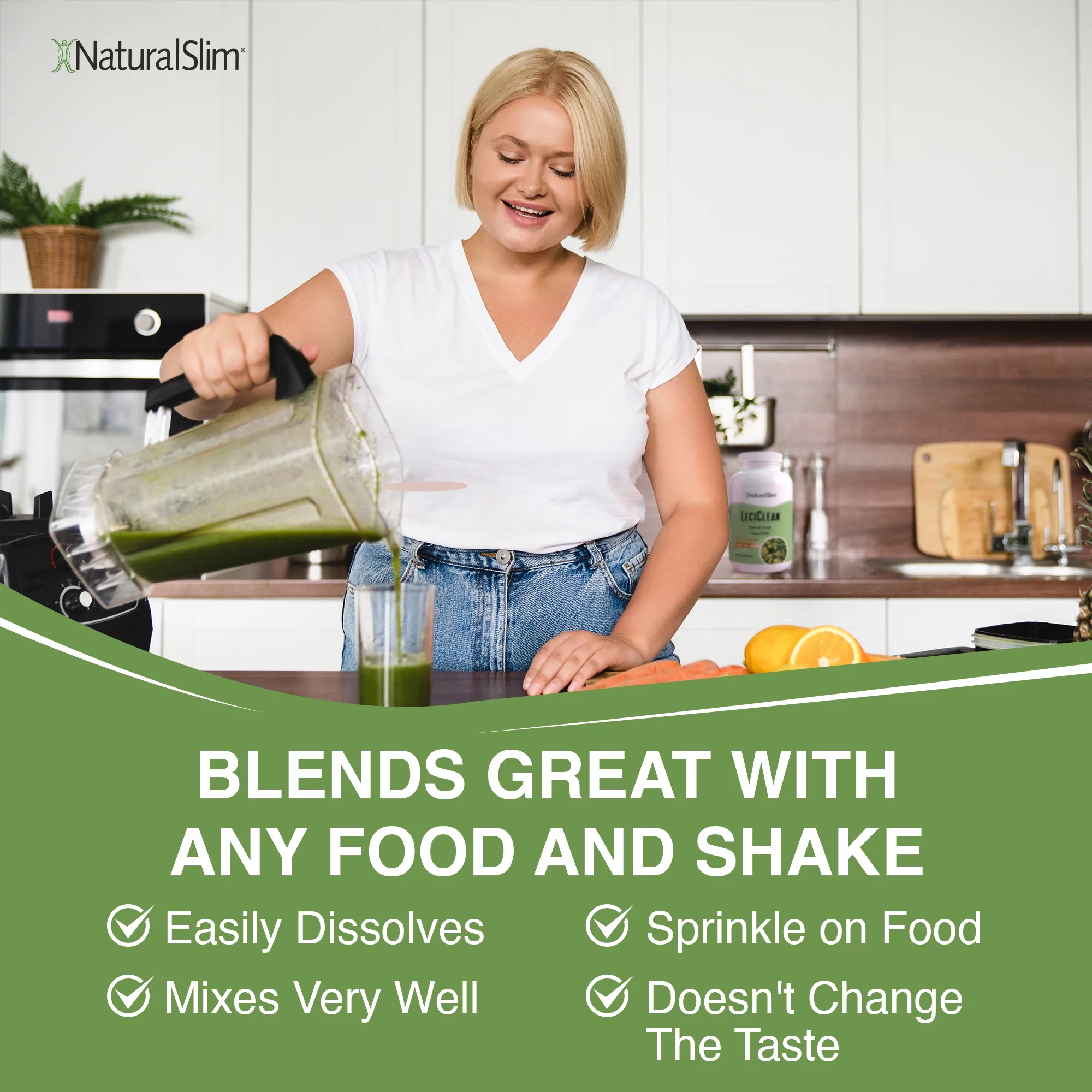 NaturalSlim Leciclean® - Soy Lecithin Granules with Choline - Pure Lecithin Powder, 454 grams