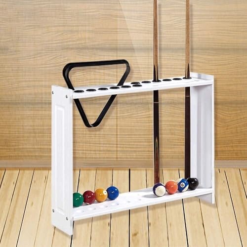 Vertical Pool Cue Rack Stand, 12-Hole Double Row Billiard Cue Holder for Home & Club Use, Floor Standing Storage (73x17x57cm, White/Wine Red)