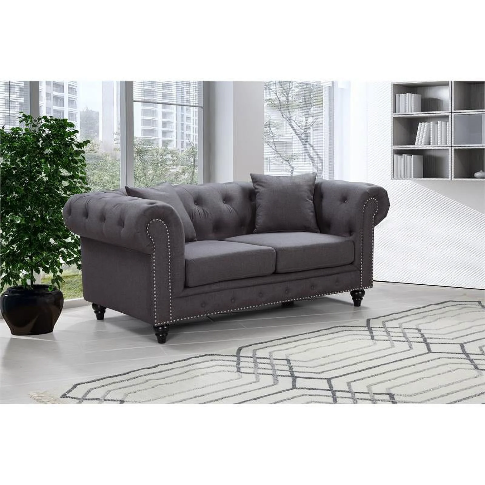 Chesterfield Loveseat with Accent Pillows