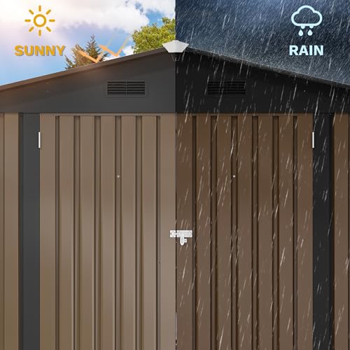 DWVO 6x4ft Storage Shed for Outdoors, Metal Sturdy Weatherproof Tool Locker with Secure Door and Ventilation for Equipment, Mowers, Bikes, Outdoor Spaces, Dark Gray