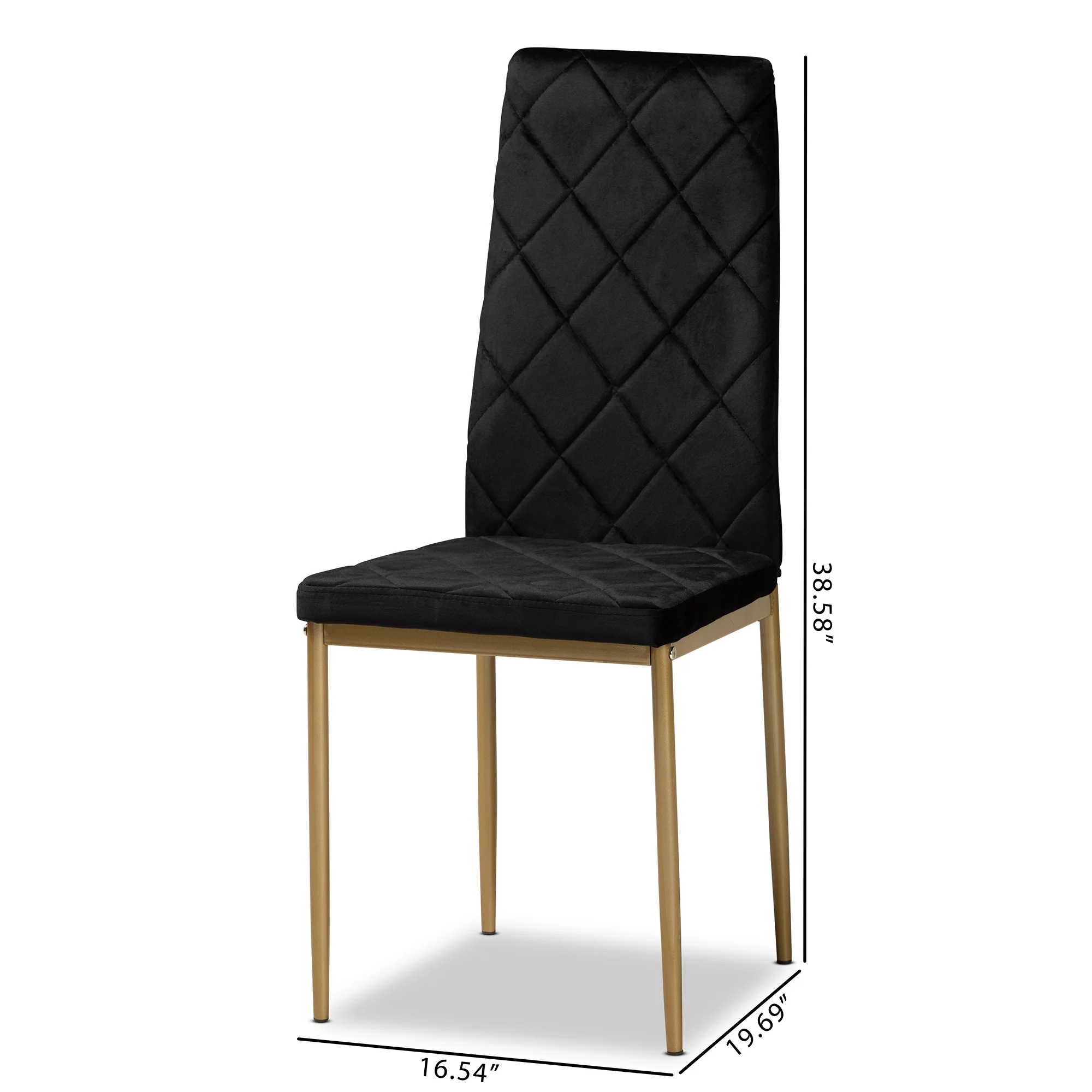 Baxton Studio Blaise Dining Chair, Set of 4, Black and Gold