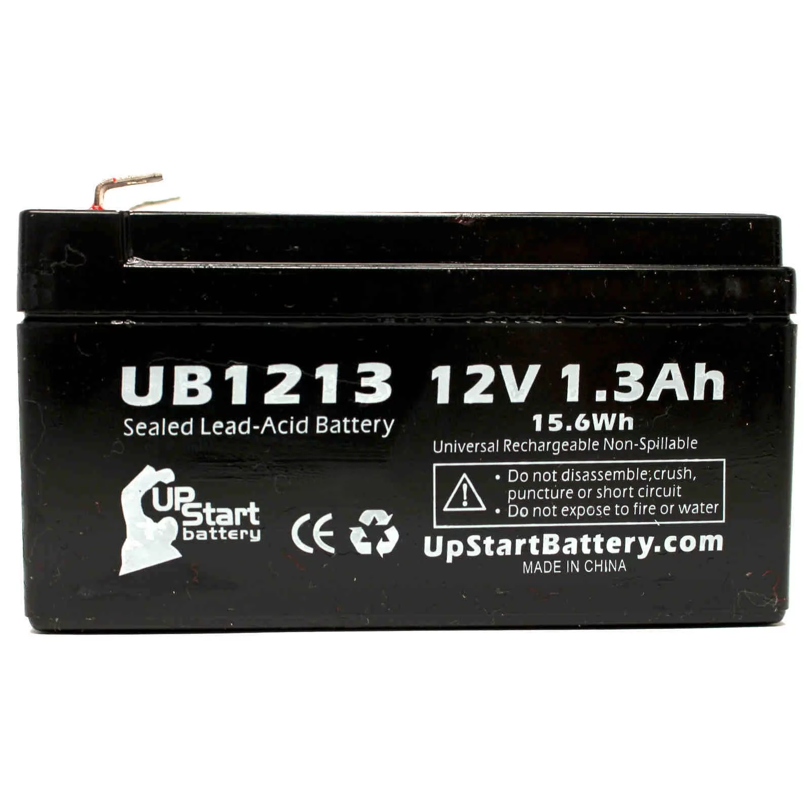2x Pack - Compatible Bard Medical PCA 1 PUMP Battery - Replacement UB1213 Universal Sealed Lead Acid Battery (12V, 1.3Ah, 1300mAh, F1 Terminal, AGM, SLA) - Includes 4 F1 to F2 Terminal Adapters