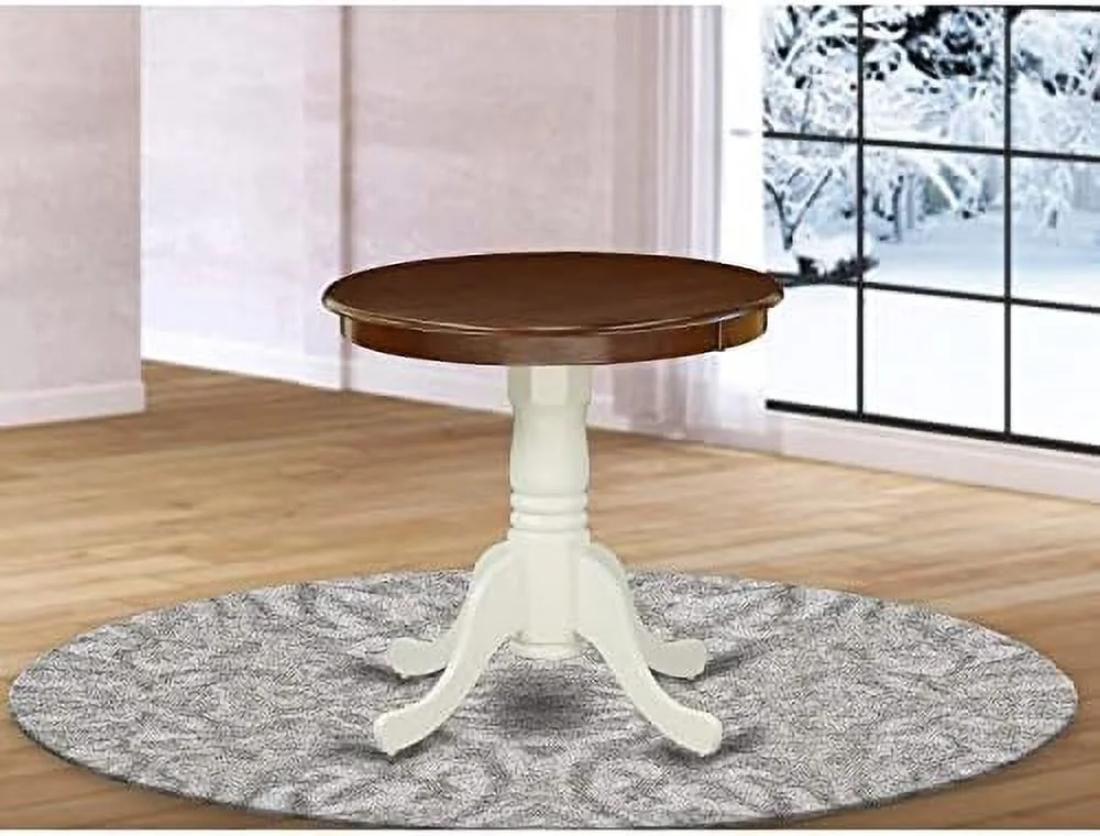 TJUNBOLIFE EMT-BCH-TP Eden Kitchen Dining Table -  Round Solid Wood Table Top with Pedestal Base  30x30 Inch  Black & Cherry