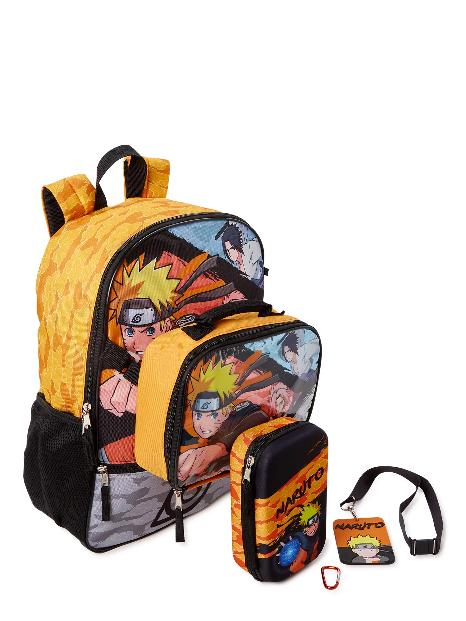 Naruto Shippuden Kids’ Backpack with Lunch Bag 4-Piece Set Multi-Color
