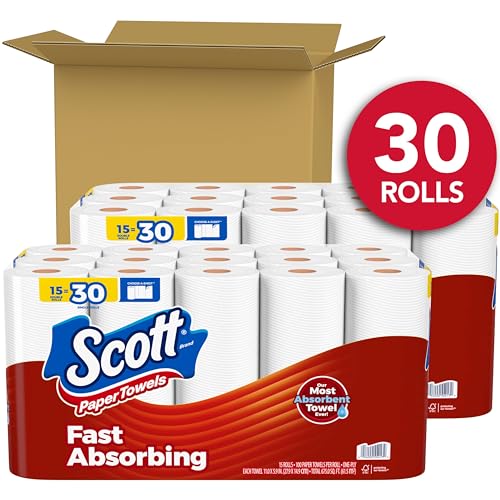 Scott Paper Towels, Choose-A-Sheet, 30 Double Rolls = 60 Regular Rolls (108 Sheets Per Roll)