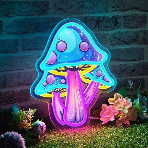 Mushroom Neon Sign Dimmable Mushroom Neon Light for Wall Decor, Mushroom Led Sign for Bedroom, Game Room, Man Cave, Kids Room Decor