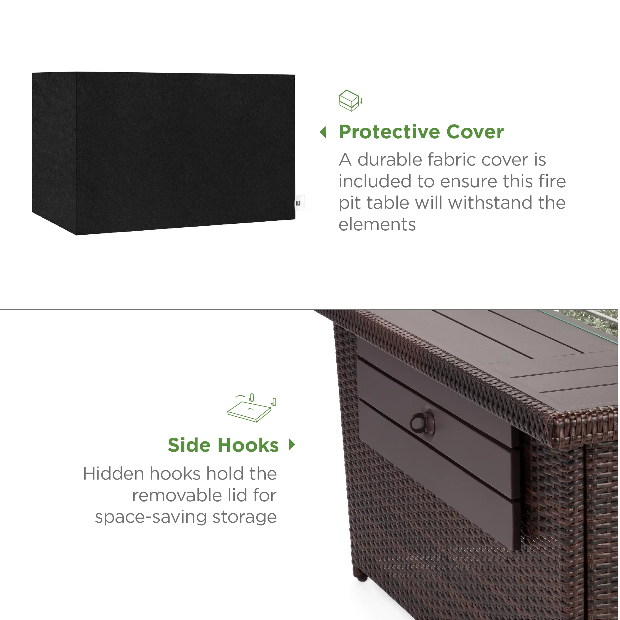 Best Choice Products 52in Wicker Propane Gas Fire Pit Table 50,000 BTU w/ Glass Wind Guard, Tank Holder, Cover - Brown