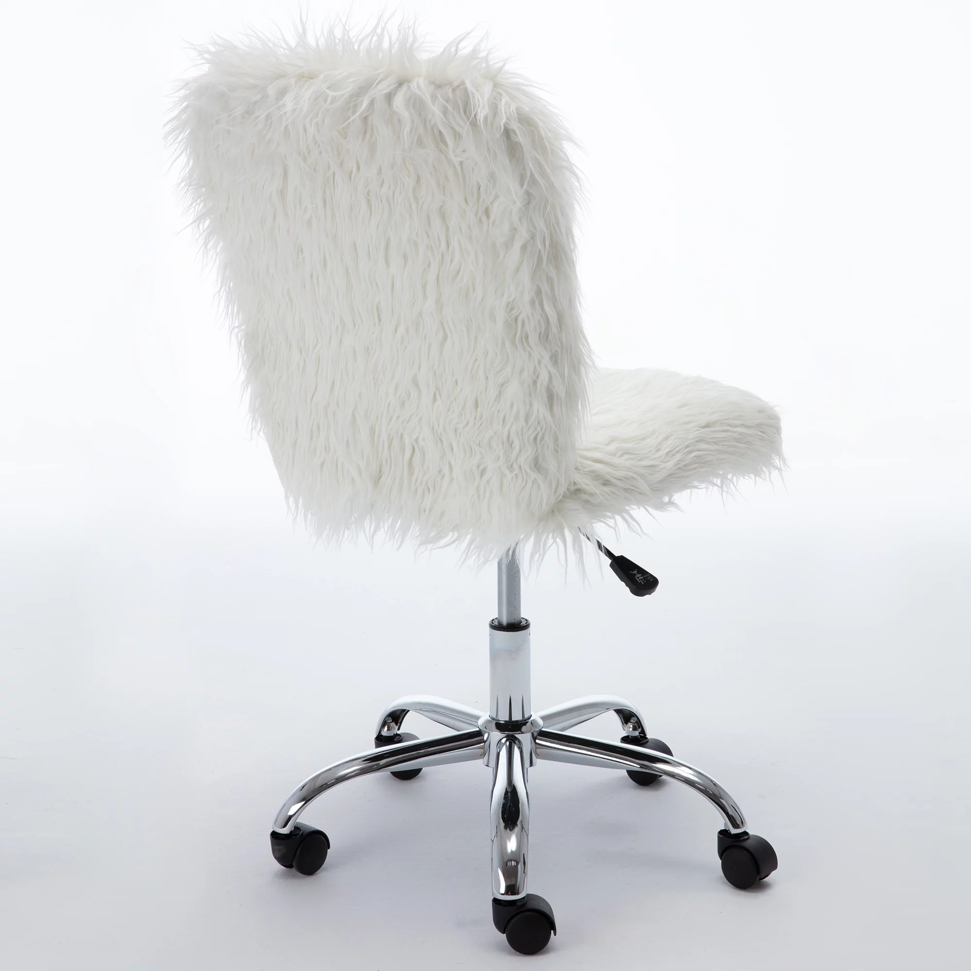 Mefine Vanity Armless Office Chair, Makeup Vanity Fluffy Chair,White