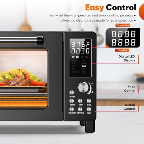 Nuwave Bravo Pro Smart 21QT Toaster Oven Air Fryer Combo, Convection Oven Countertop, 10 functions all in 1, with even & quick crisp technology, 50-450°F, 1800W, Mint Green