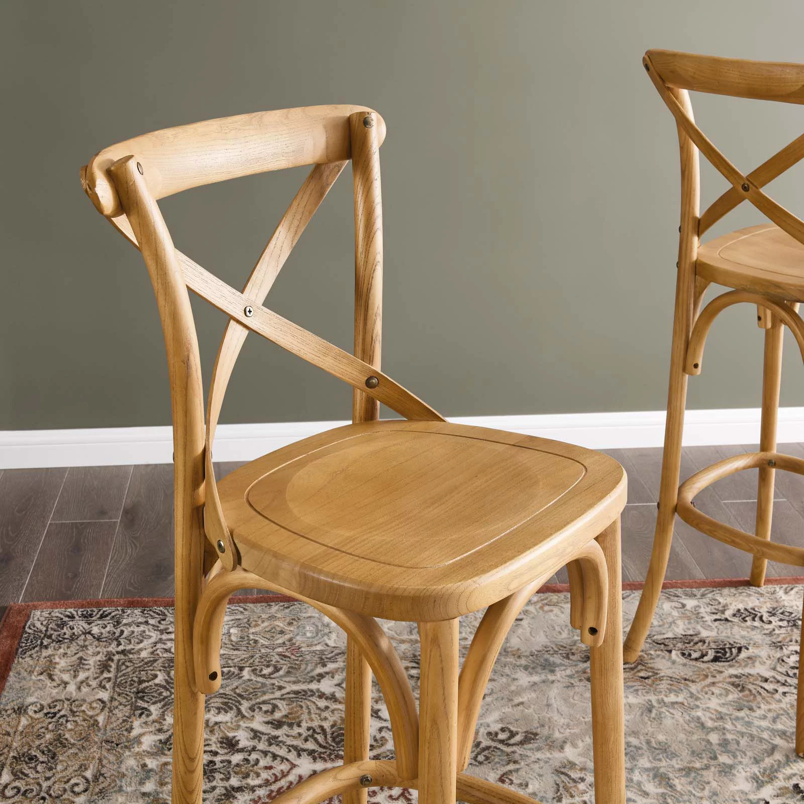 Modway Gear Bar Stool in Natural