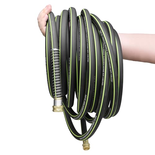 Rubber Garden Water Hose 50 ft, Leak Proof Garden Hose with Brass Connector, Flexible and Lightweight for Easy Move Round Yard