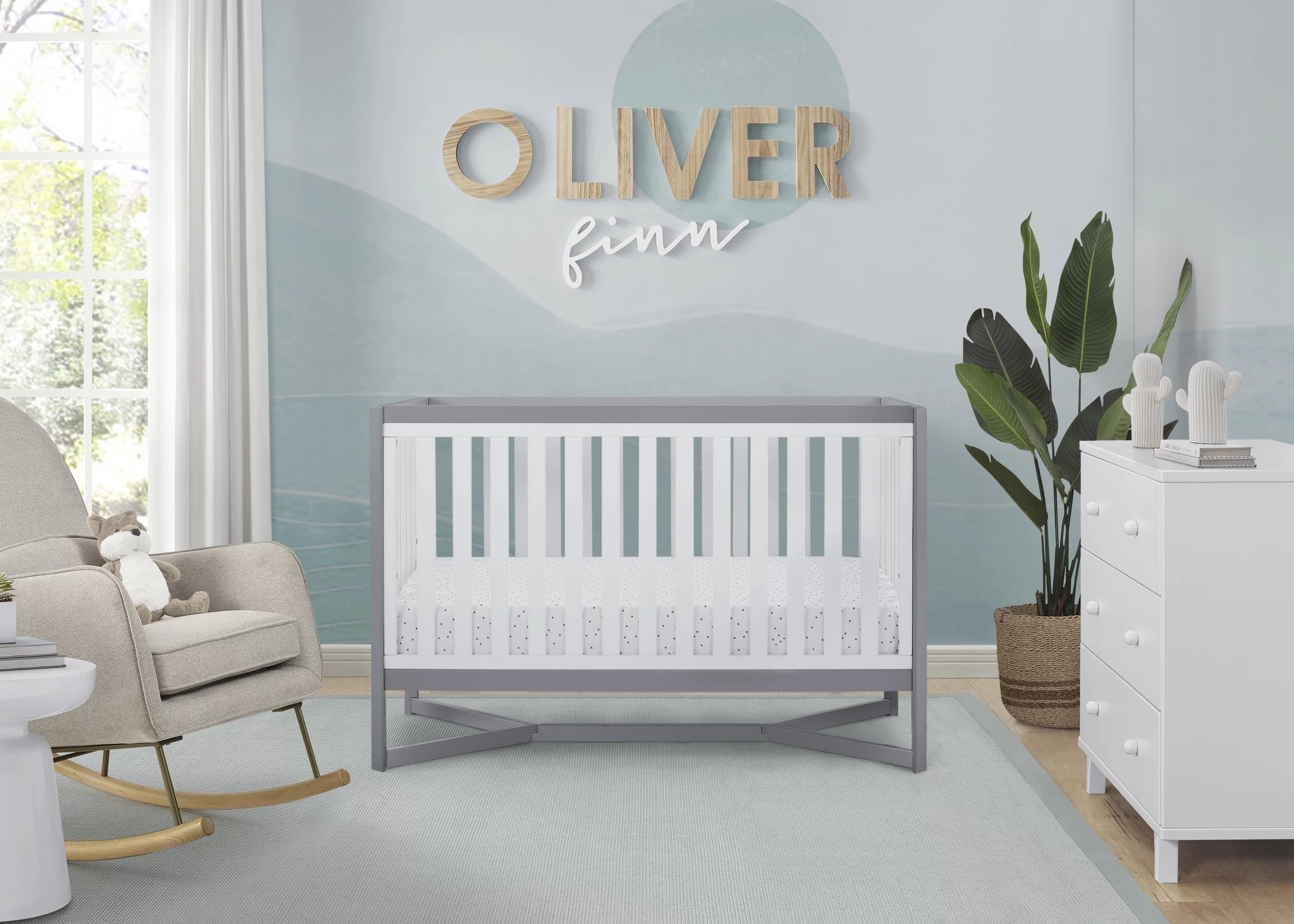 Delta Children Tribeca 4-in-1 Convertible Crib, Greenguard Gold Certified, White/Gray