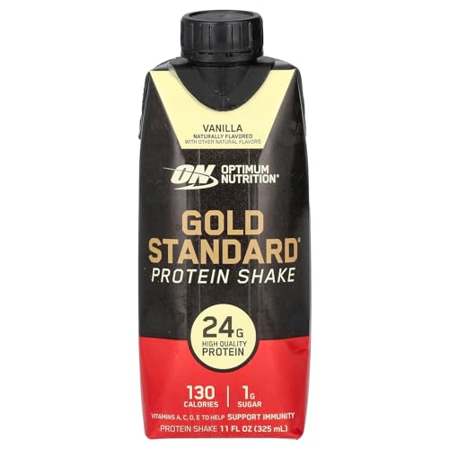 Optimum Nutrition Gold Standard Protein Shake, 24g Protein, Ready to Drink Protein Drinks, Chocolate, 11 Fl Oz, 12 Count (Pack of 1) (Packaging May Vary)