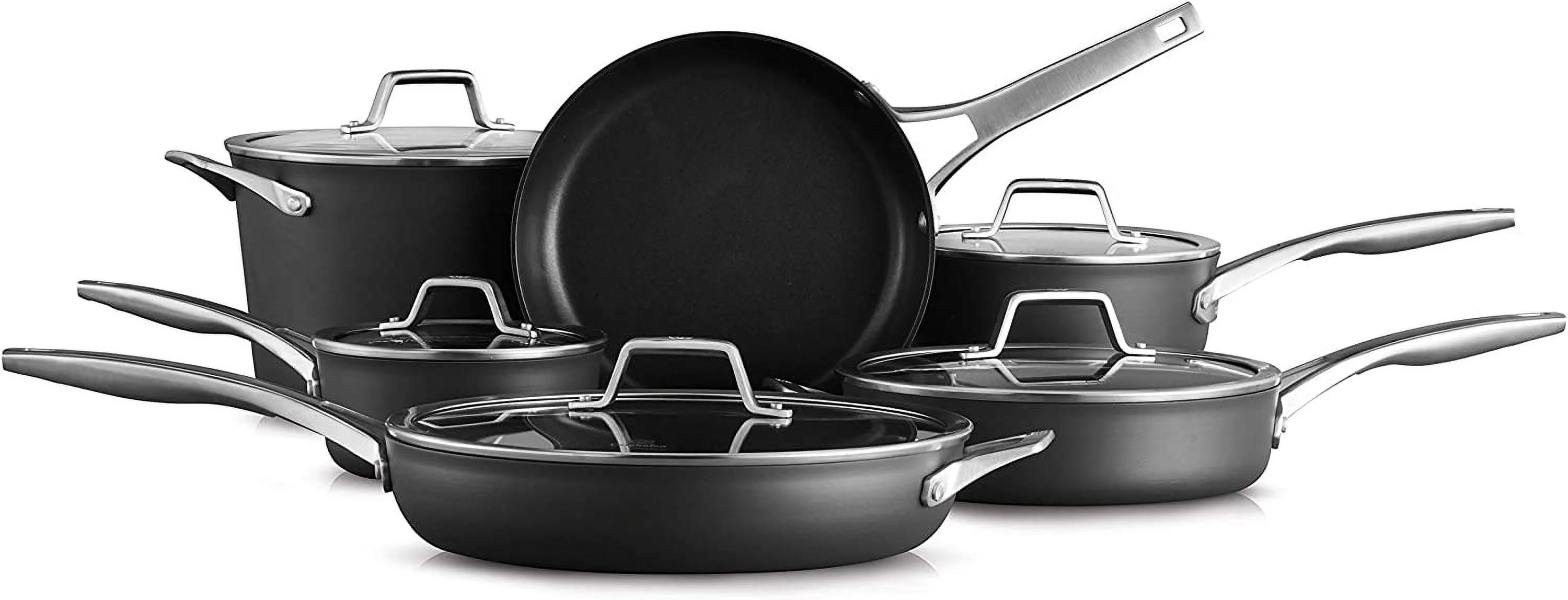 Excellent en 11-Piece Pots and Pans Set  Nonstick Kitchen Cookware with Stay-Cool Handles  Dishwasher and Metal Utensil Safe  Black