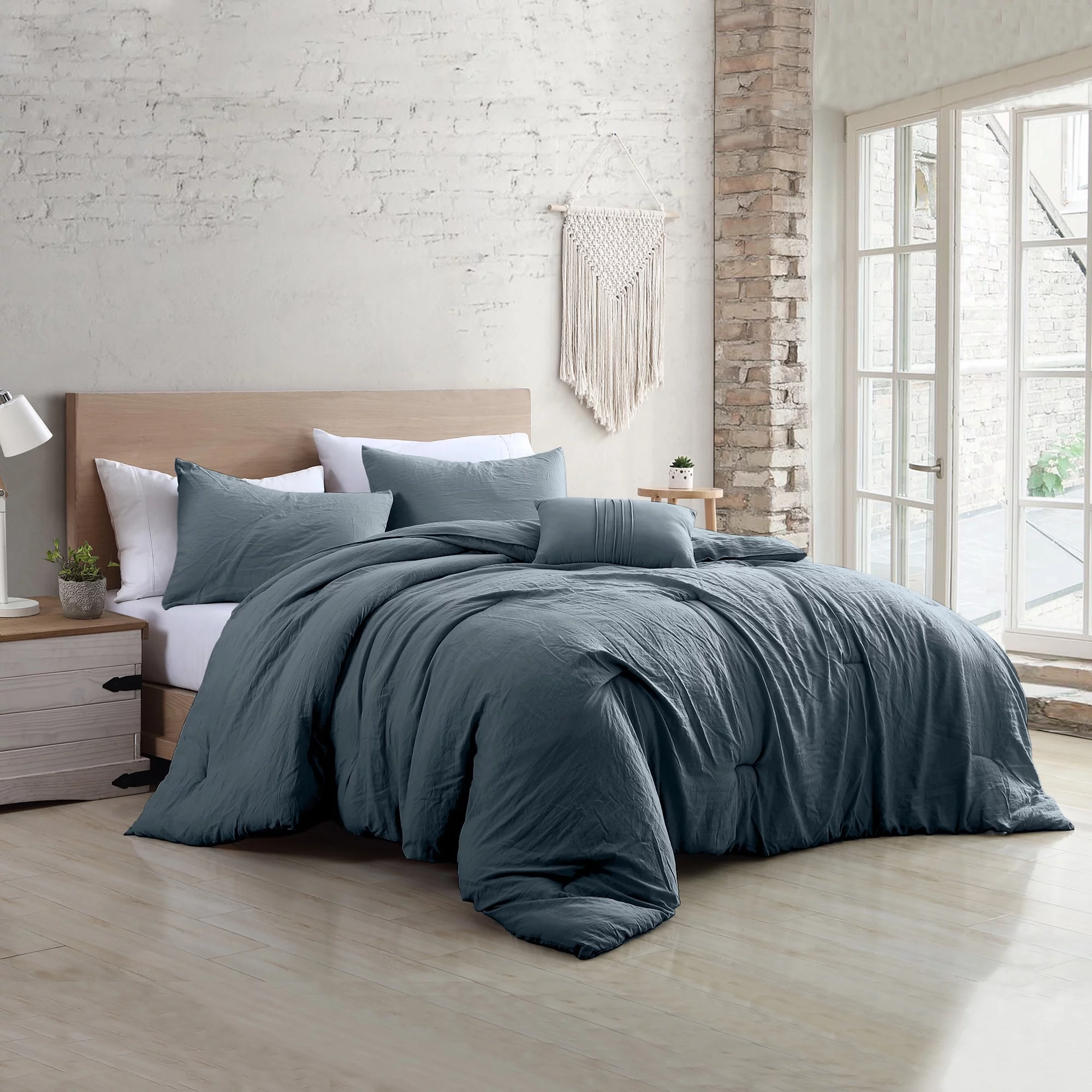 Modern Threads Beck 4-Piece Garment Washed Adult Comforter Set, Denim, Full/Queen