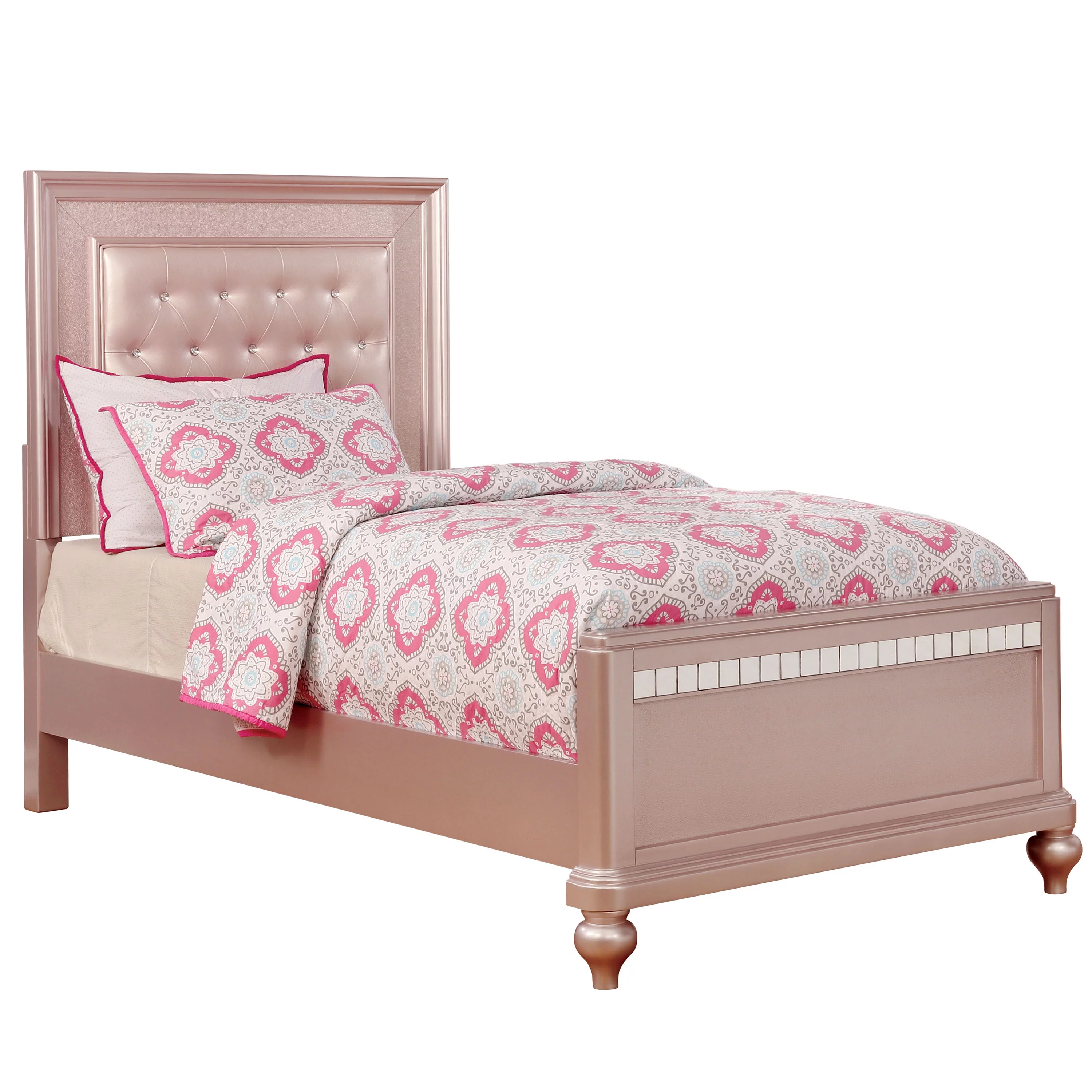 Furniture of America Starnom Contemporary Panel Bed, Full, Rose Pink