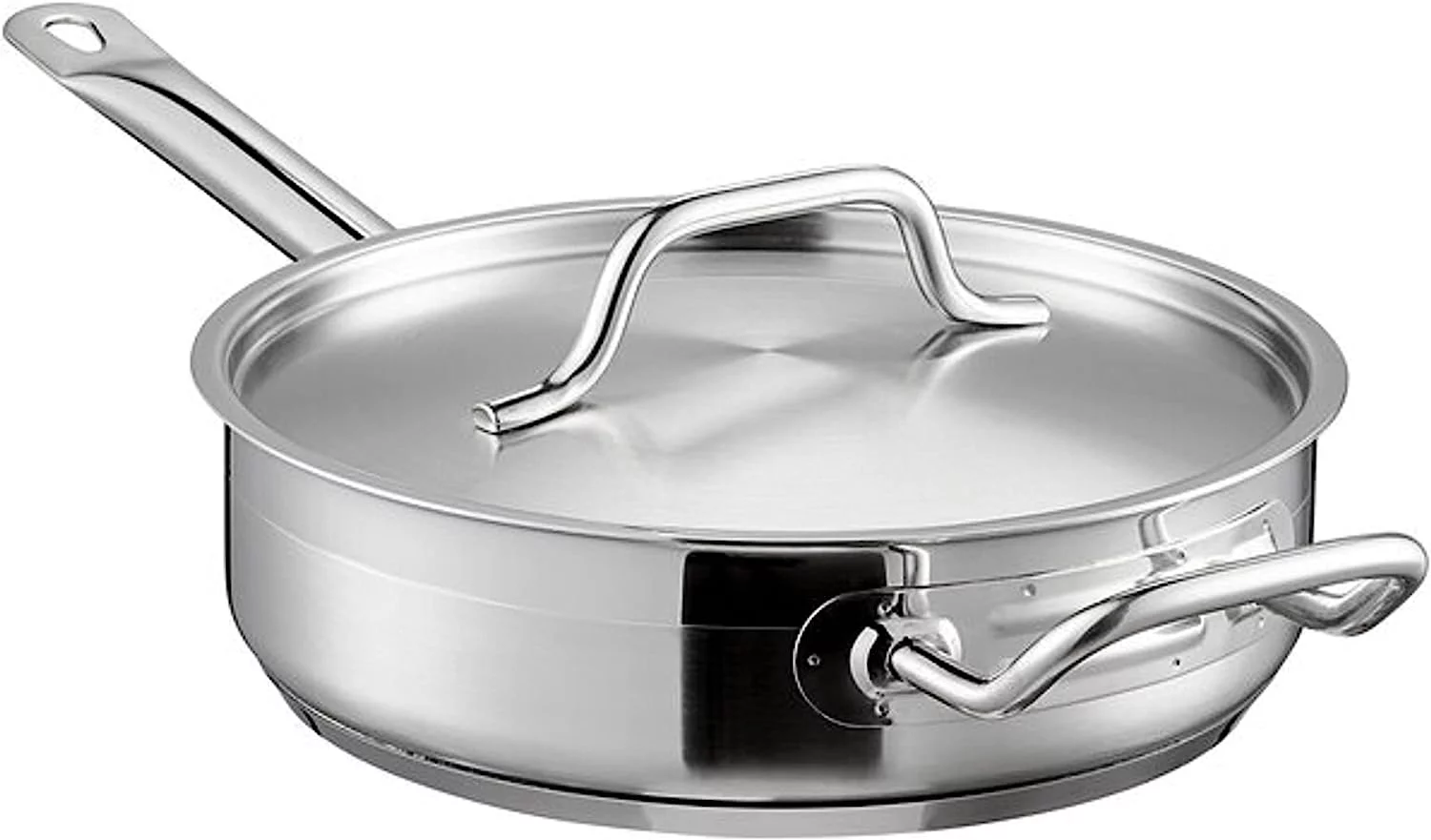 Truecraftware – 3 Qt. Stainless Steel Sauté Pan with Lid and Welded Hollow Handle - Cooking Pan Egg Pan Fry Pan Omelet Pan Sauté Pan NSF