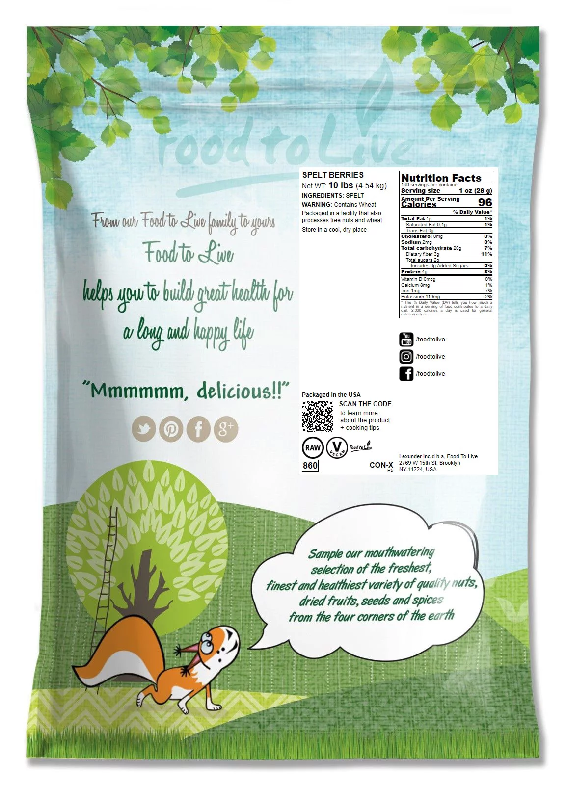 Spelt Berries, 10 Pounds – Rich in Fiber, Protein, and Iron. Made in USA